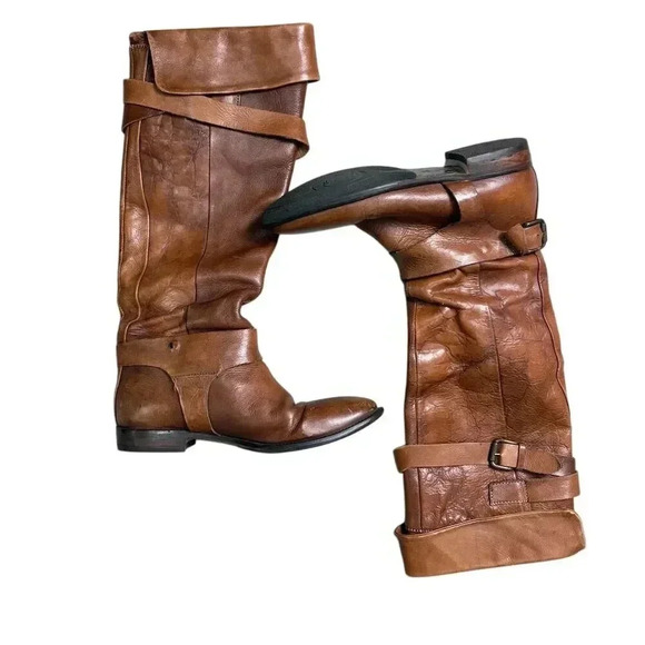 Francesco Morichetti Women's Brown Leather Riding Boots Size EU 37 - Picture 2 of 12